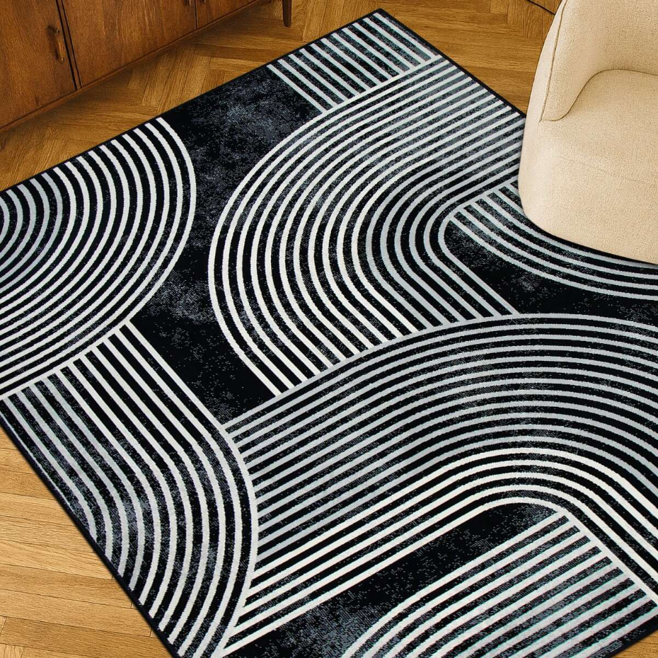 Tapis salon scandinave moderne géométrique HAPPY