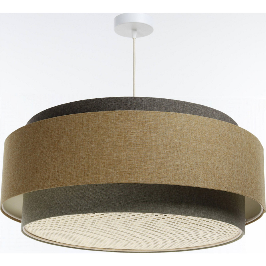Suspension en tissu et rotin ronde Boho Elegant