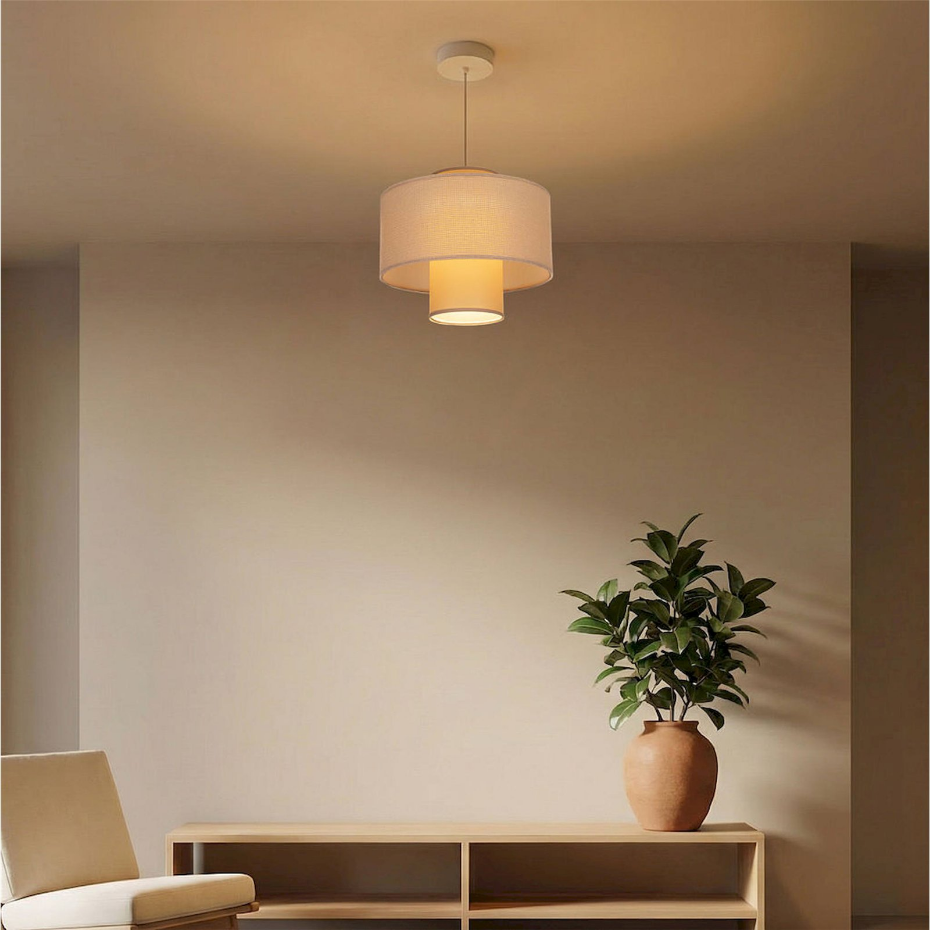 Suspension ronde en jute et lin Twin Light