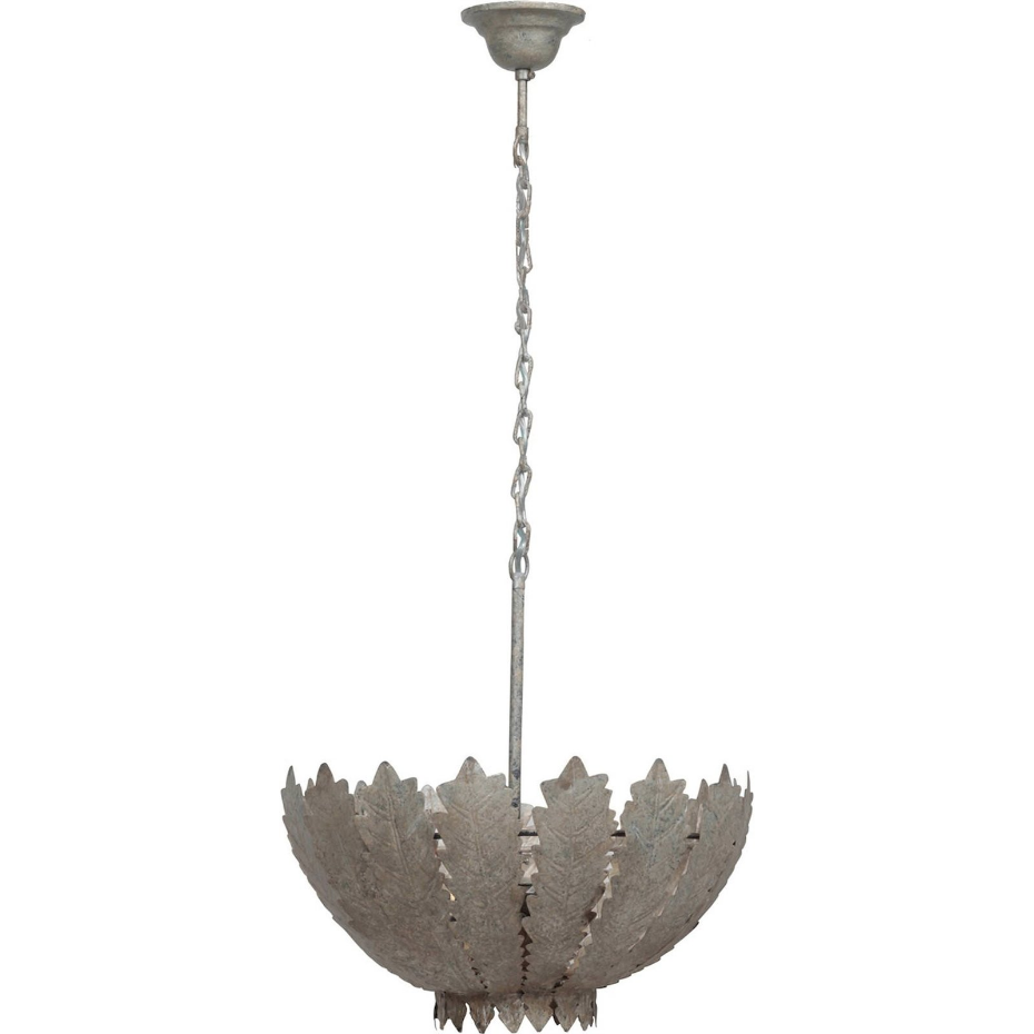 Suspension ronde en fer à motif feuilles