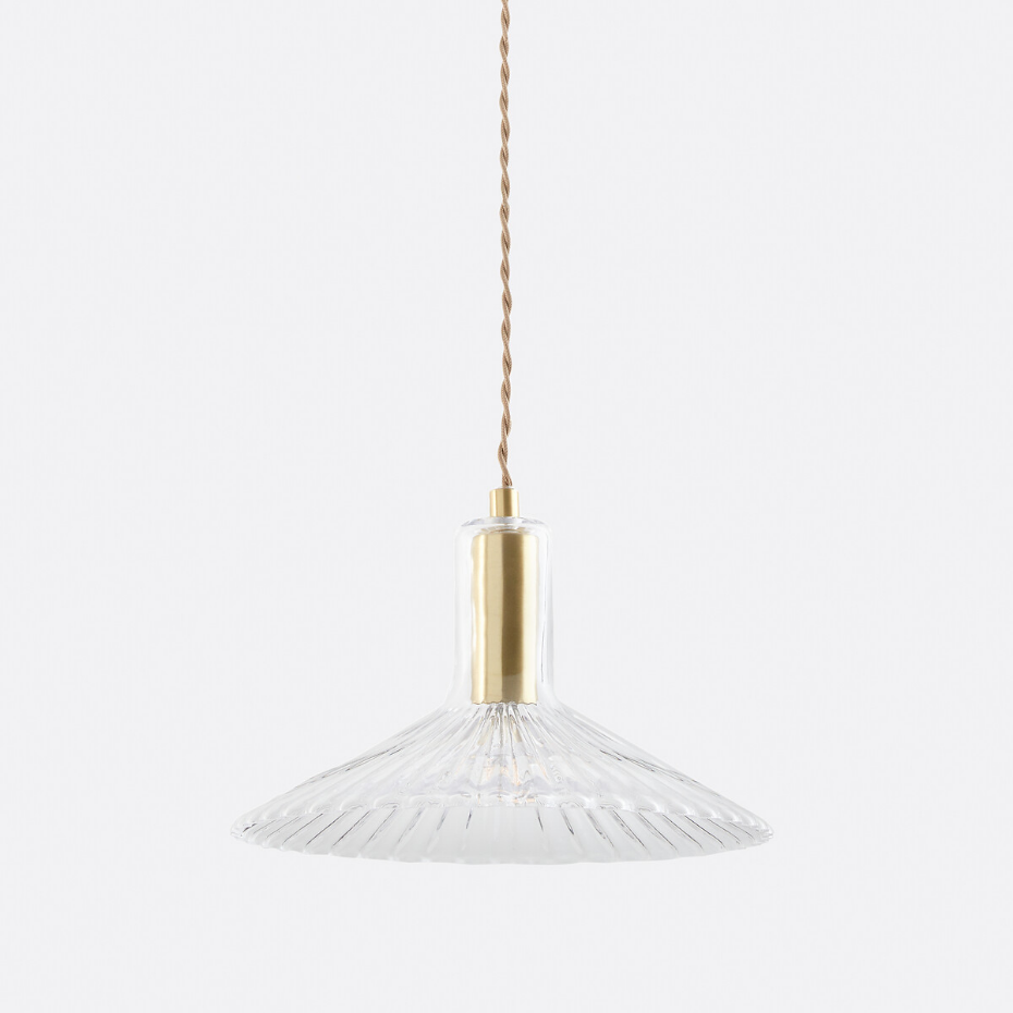 Suspension laiton et verre strié Ø24,5cm, Gramma