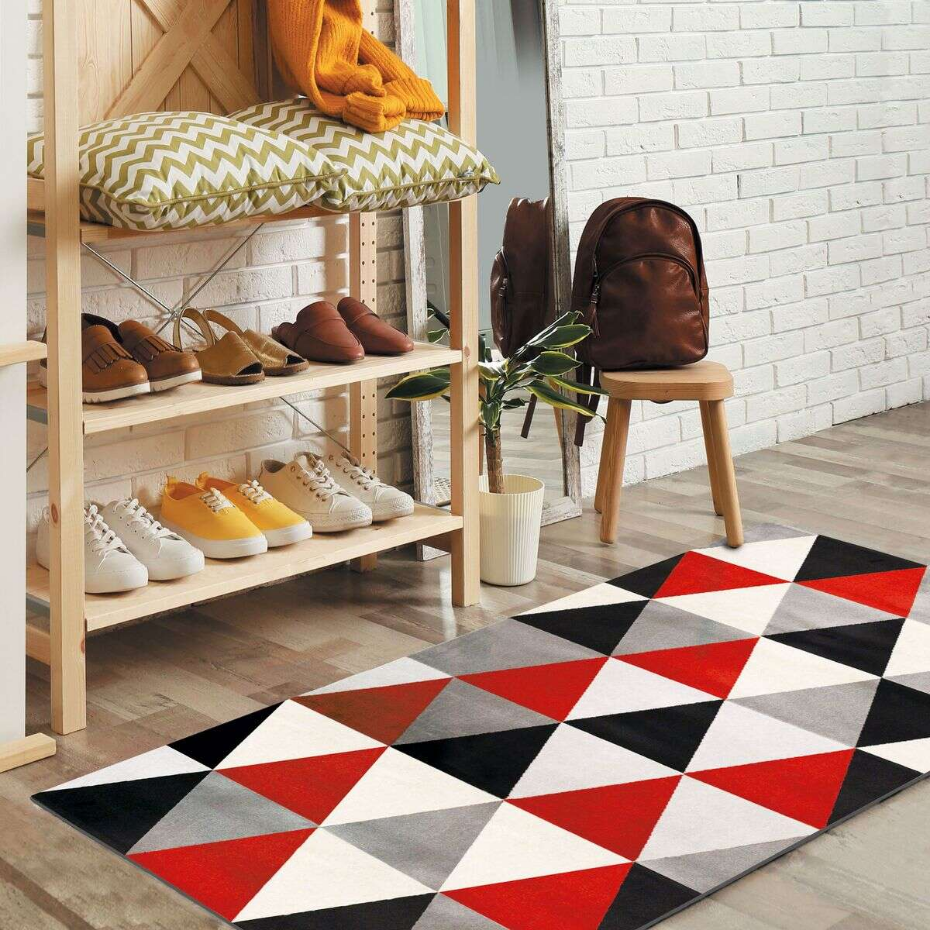 Tapis salon toucher laineux motif triangles  GEO SCANDI