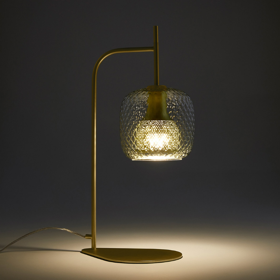 Lampe à poser, laiton et verre ciselé, Mistinguett