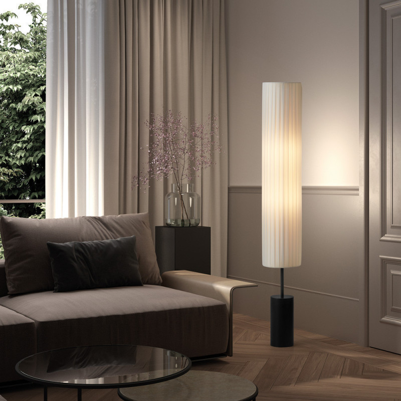 Grande lampe à poser métal et abat-jour plissé Tabata