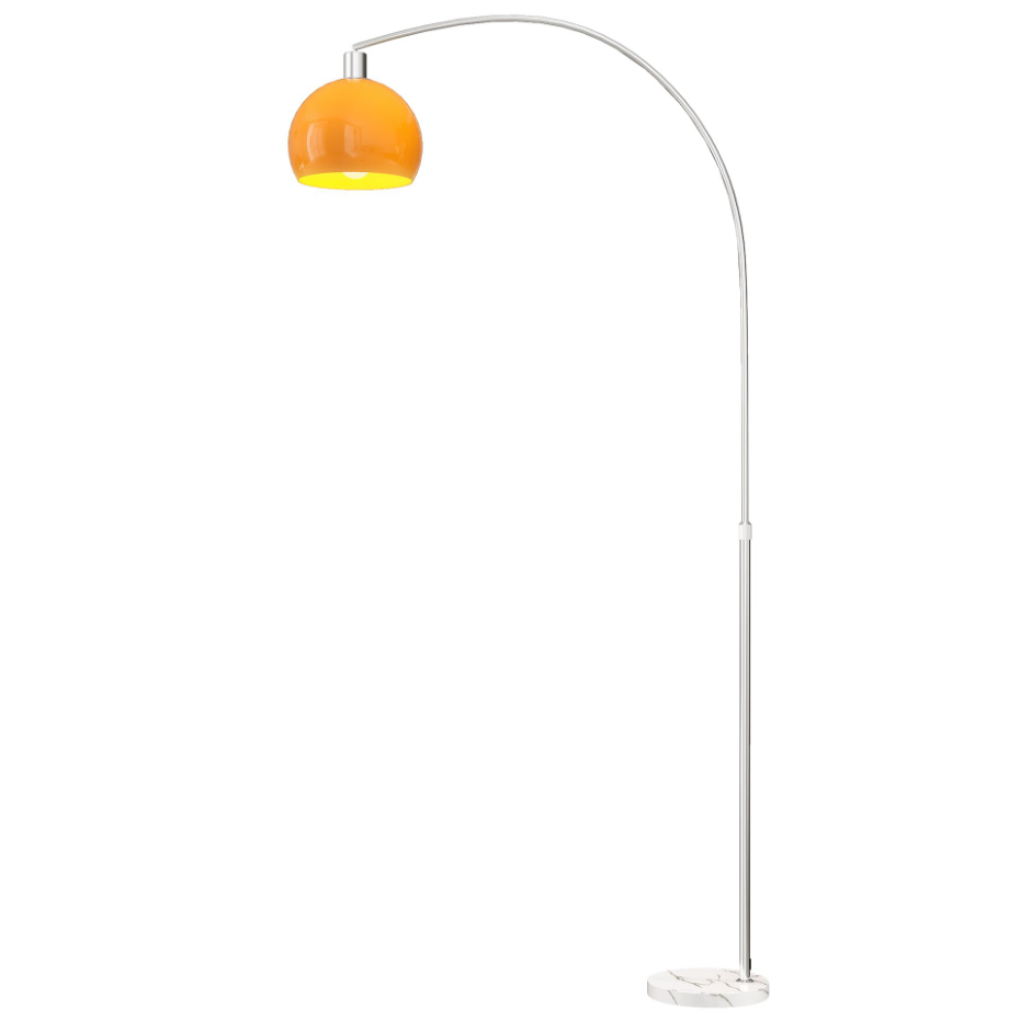 Lampadaire arc design H.180 cm marbre blanc plastique orange