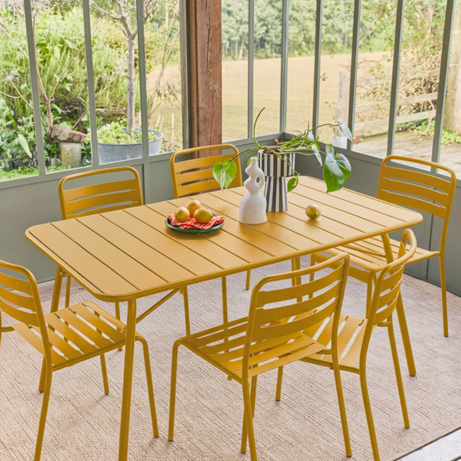 Table de jardin pliante métal + 6 assises AMÉLIA