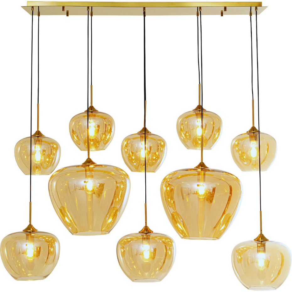 Suspension en verre et acier 10 abat-jours, SPHERE