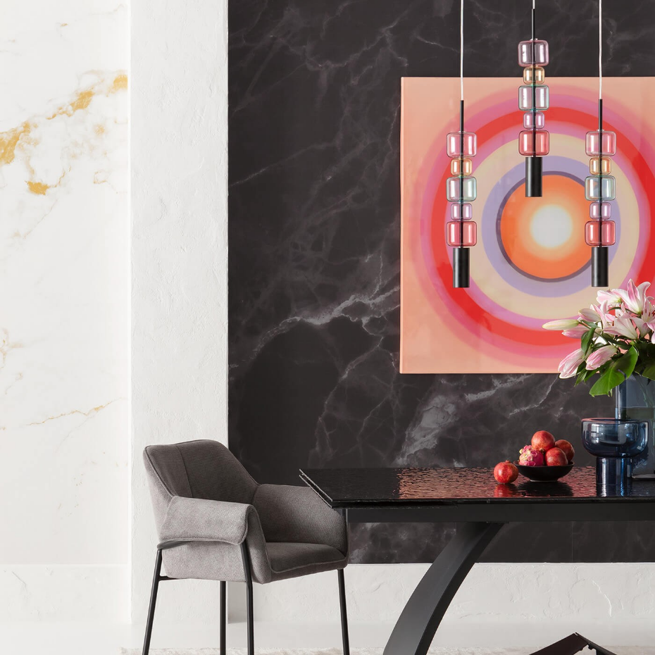 Suspension en verre et acier, CANDY BAR