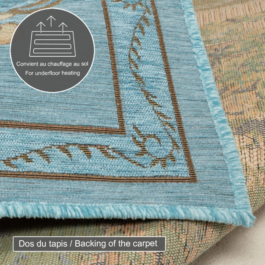 Tapis floral tissé à la machine avec bordure - Flomi