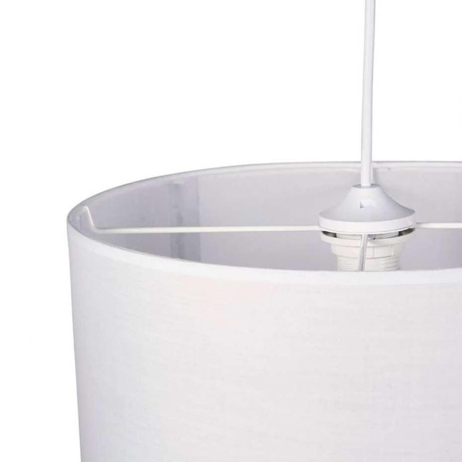 Suspension Gigogne Ronde Cannage Tissu Gris D35