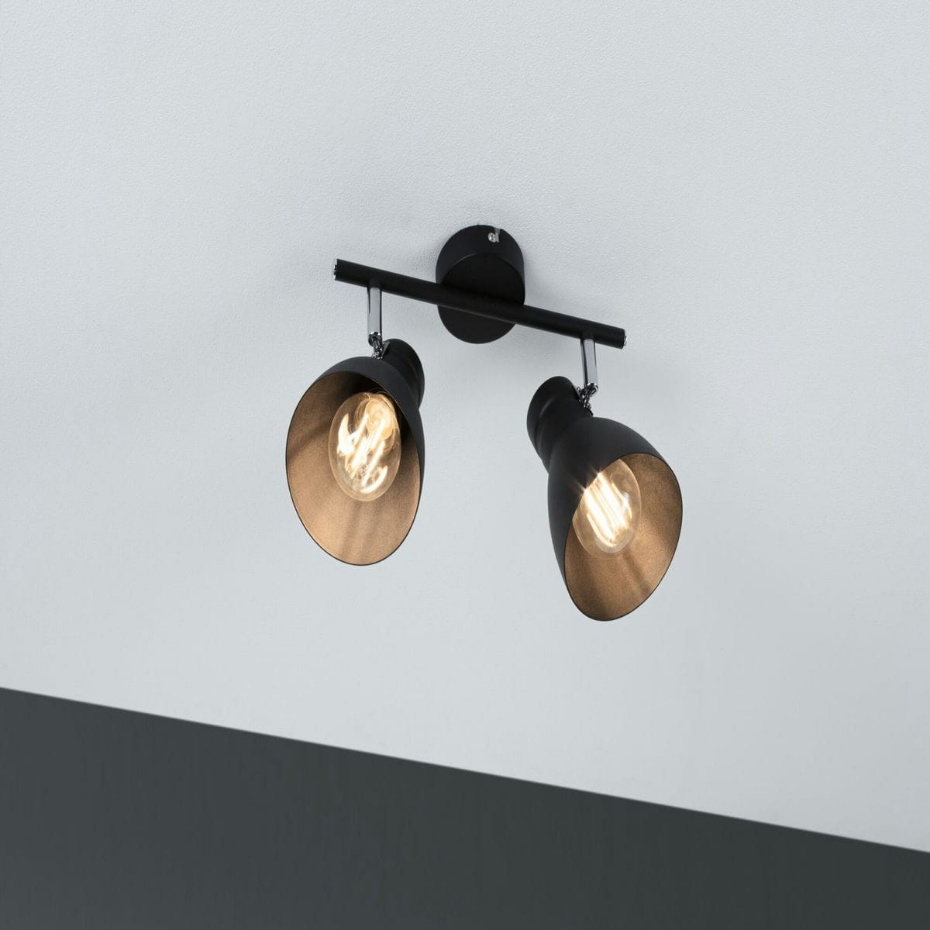 Spot réglette 2 lumières davy noir 2x20w