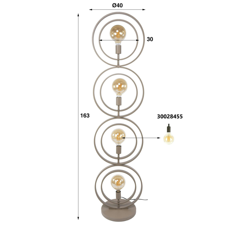 Lampadaire moderne beige 4 anneaux pivotants TRIBECA