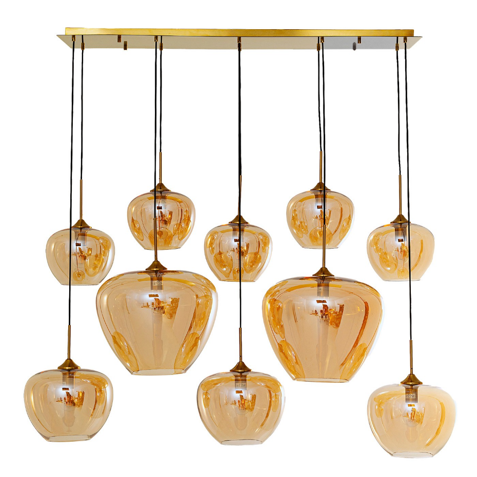 Suspension en verre et acier 10 abat-jours, SPHERE