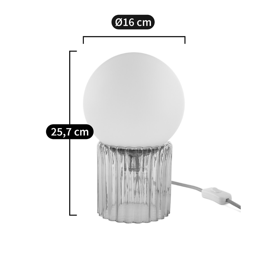 Lampe à poser, verre strié coloré et opaline, Dima