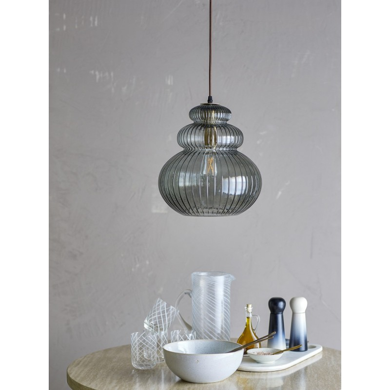 Lampe suspension verre strié  Sybia