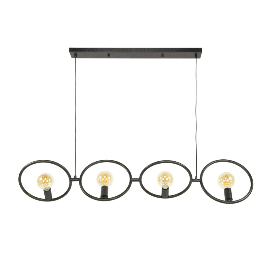 Suspension de table noire 4 anneaux métal pivotants TRIBECA