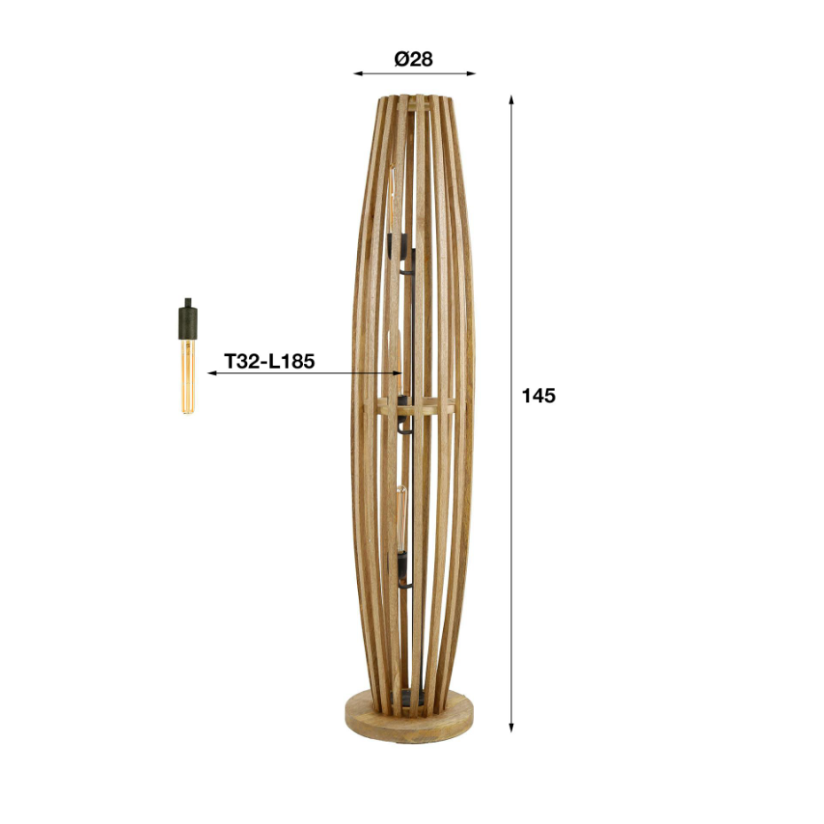 Lampadaire en bois de manguier ajouré 3 lampes LUCKNOW