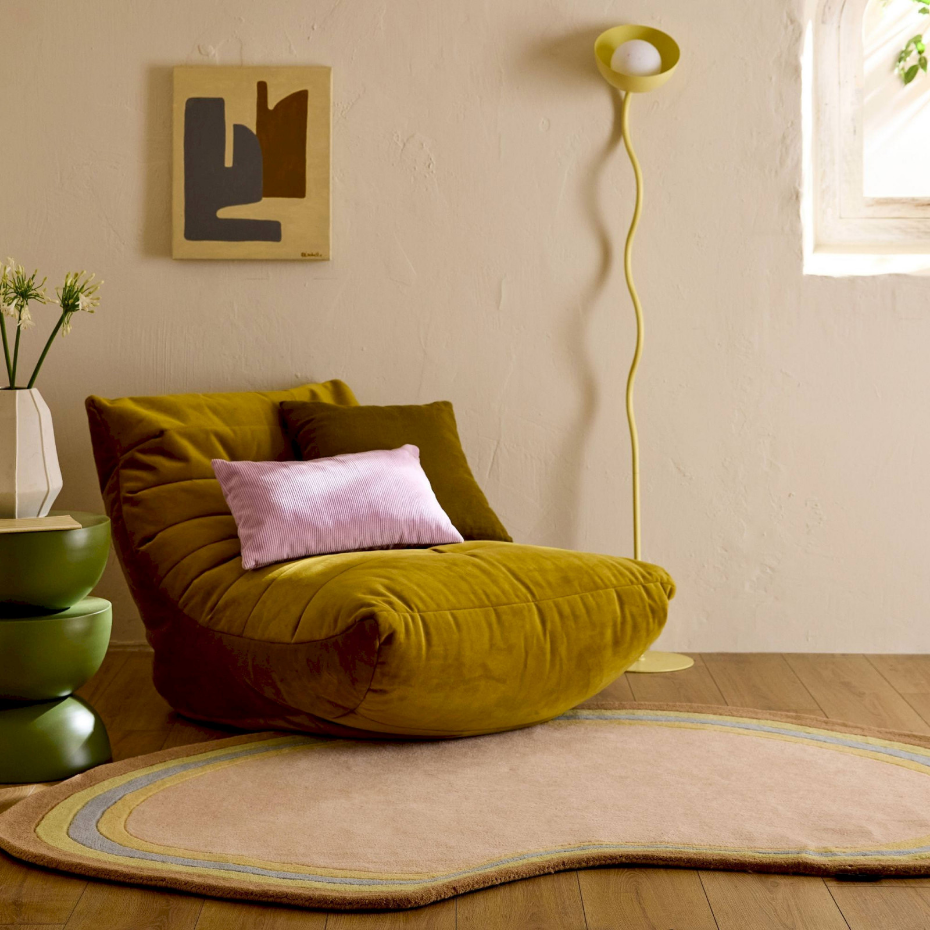 Tapis en laine et coton forme organique
