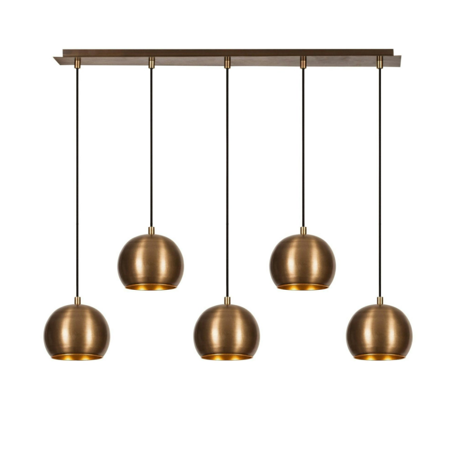 Suspension de table vintage en métal 5 globes SILE