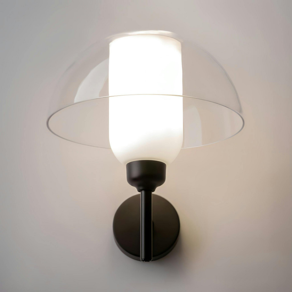 Applique murale blanche rétro – dôme verre & opalin WINDER
