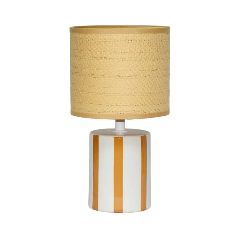 Lampe de table intérieur céramique abat-jour effet rotin H 28cm AURORE