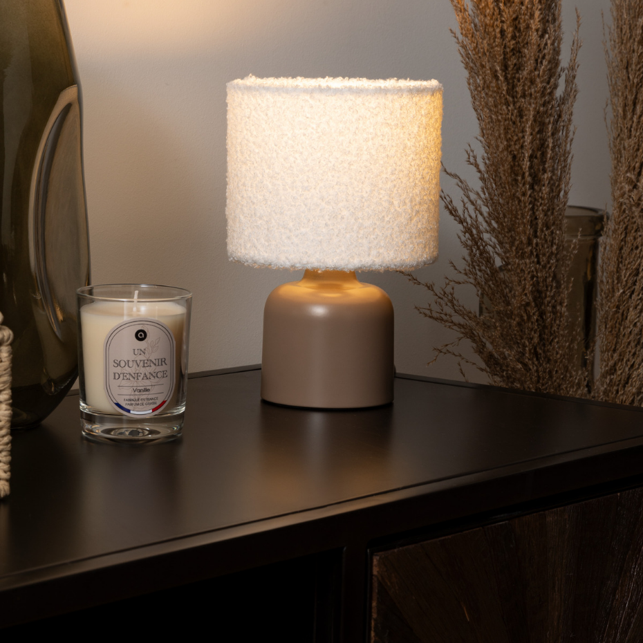 Lampe à poser tissu bouclette BONA