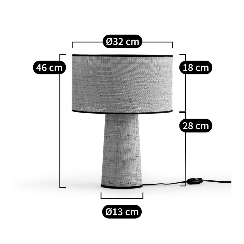Lampe à poser en raphia, Dolkie