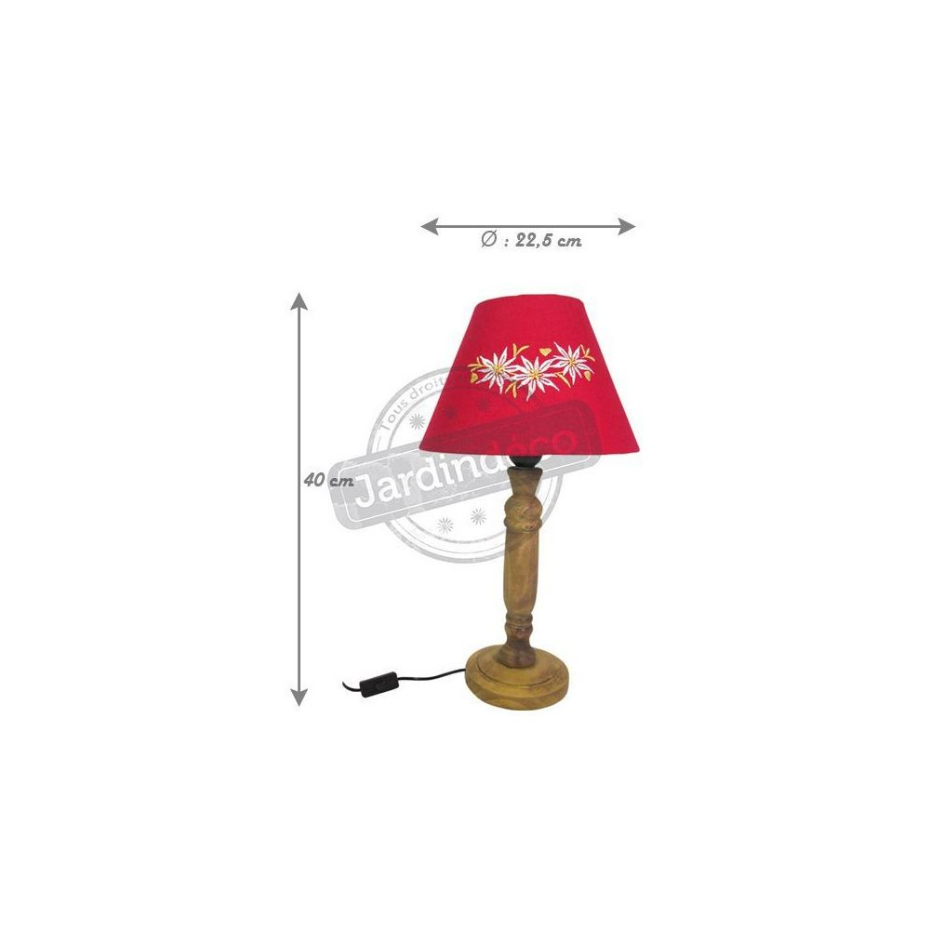 Lampe rouge en bois Edelweiss