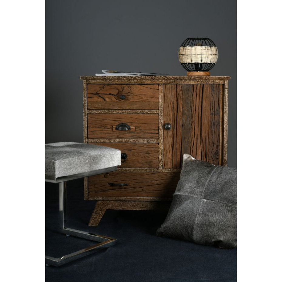 Lampe boule en rotin naturel et métal