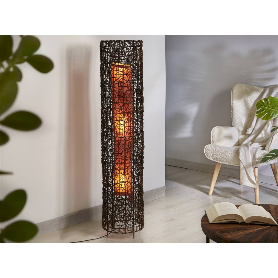 Lampadaire en rotin forme ronde