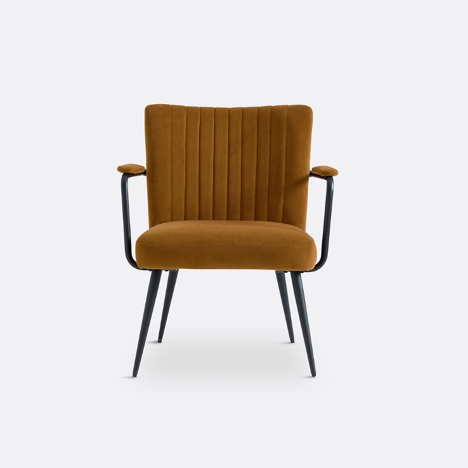 Fauteuil vintage velours avec accoudoirs, Ronara
