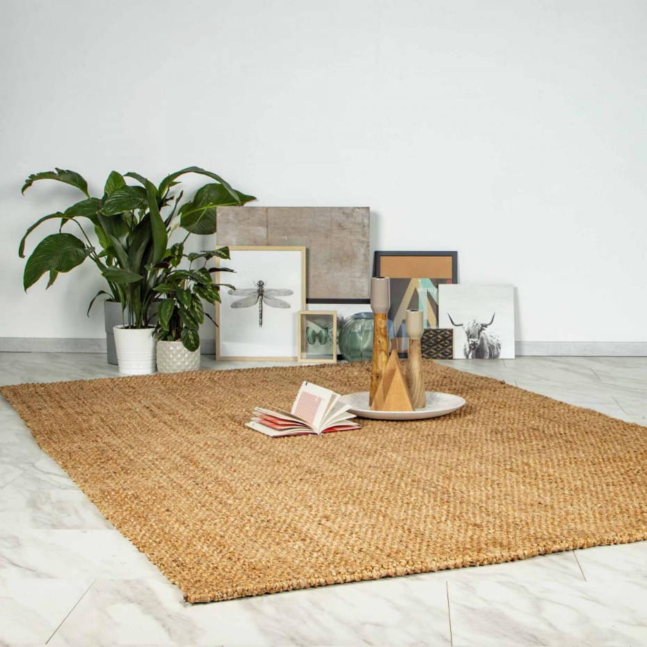 Tapis salon, fait main en jute