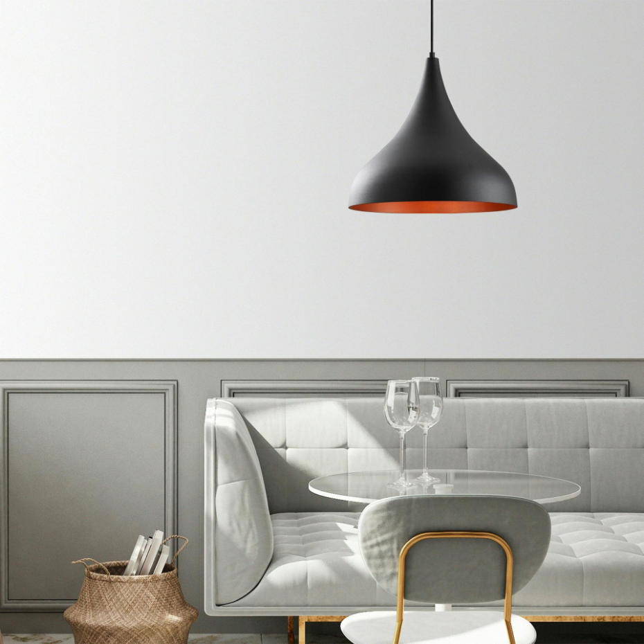 Suspension noire brossée – intérieur brun doré, 41 cm SILE