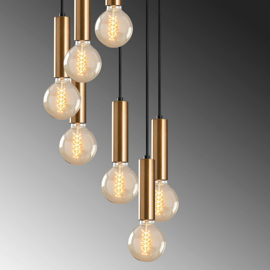 Suspension grappe vintage noir et or 7 lampes SILE