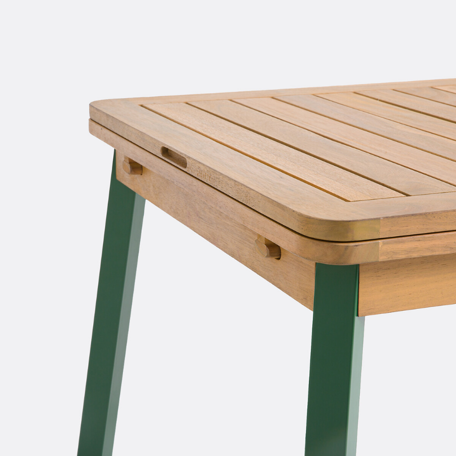 Table jardin extensible métal acier acacia, Jaja