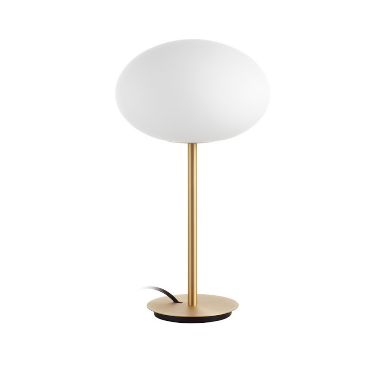 Lampe à poser Press laiton mat et globe verre blanc