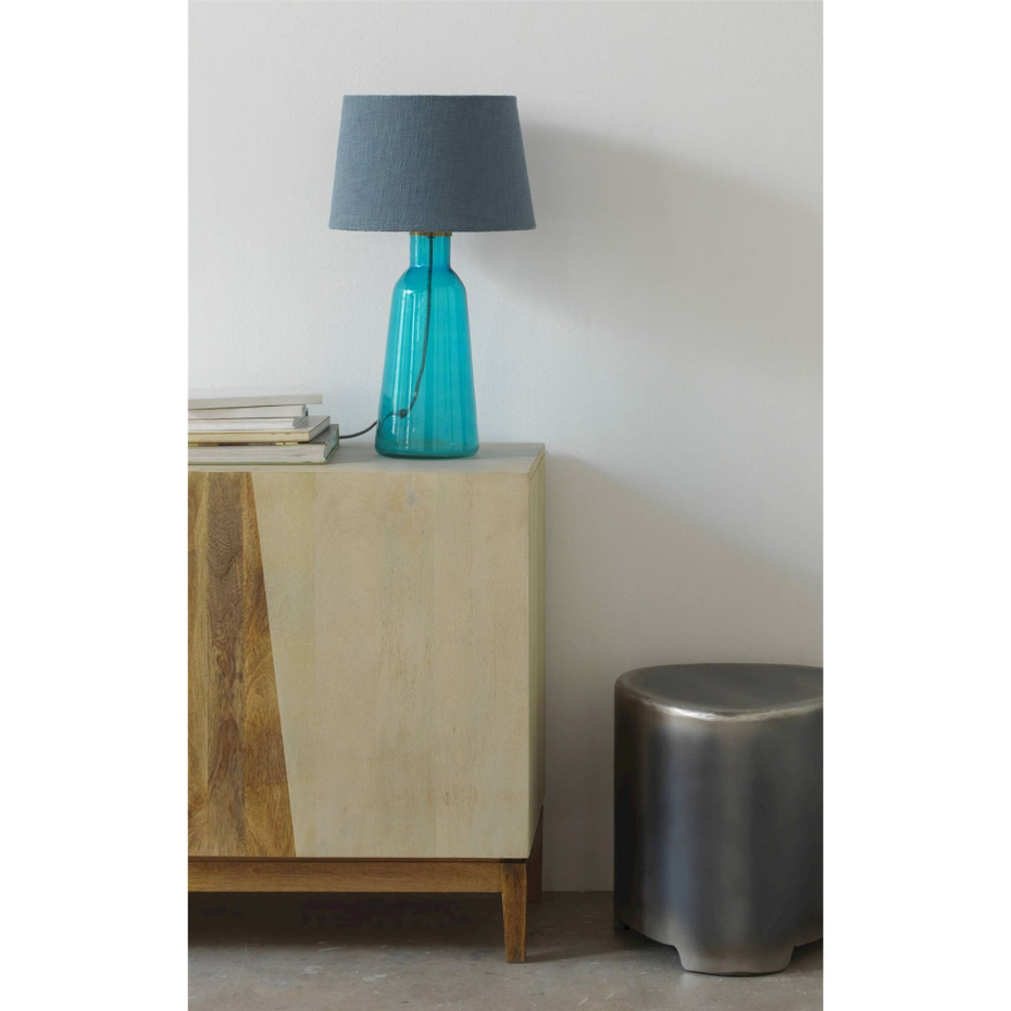 Lampe de table ronde en verre avec abat-jour coton