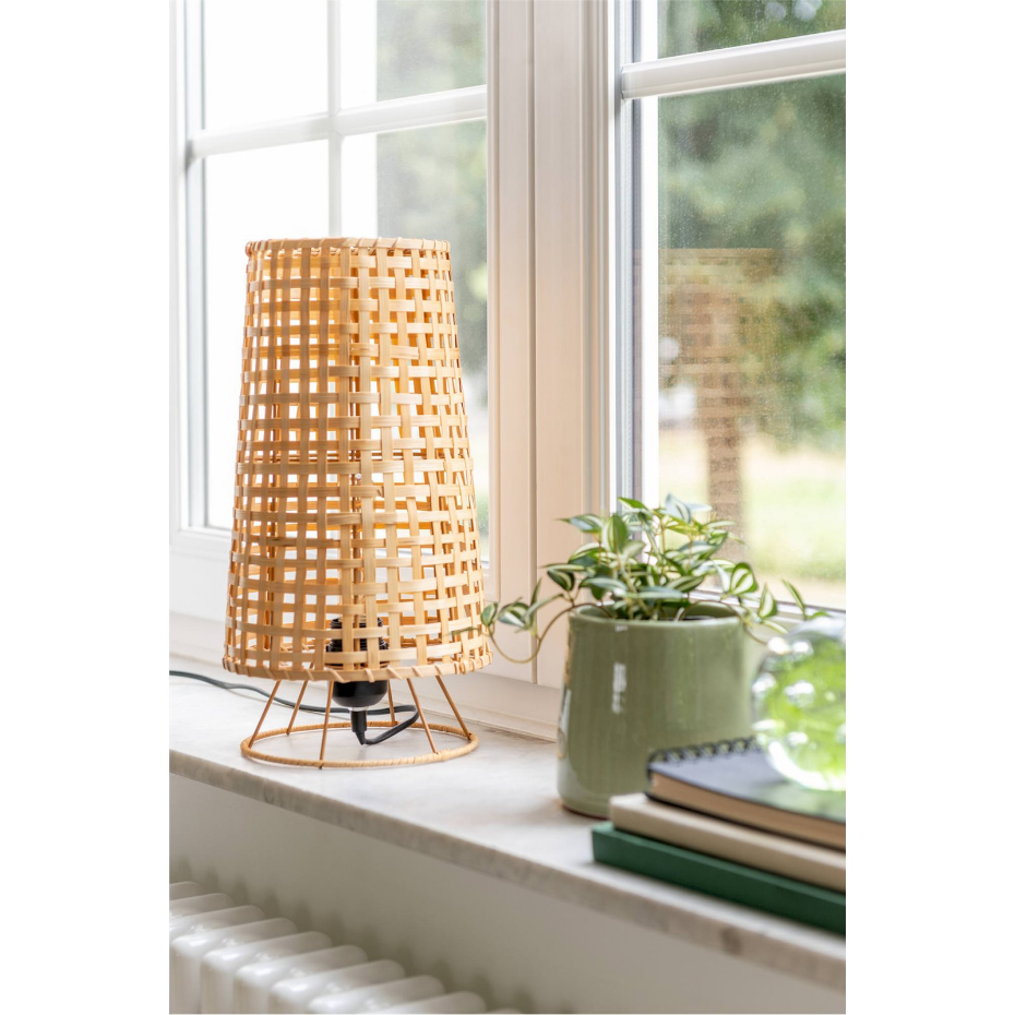 Lampe à poser en rotin rond