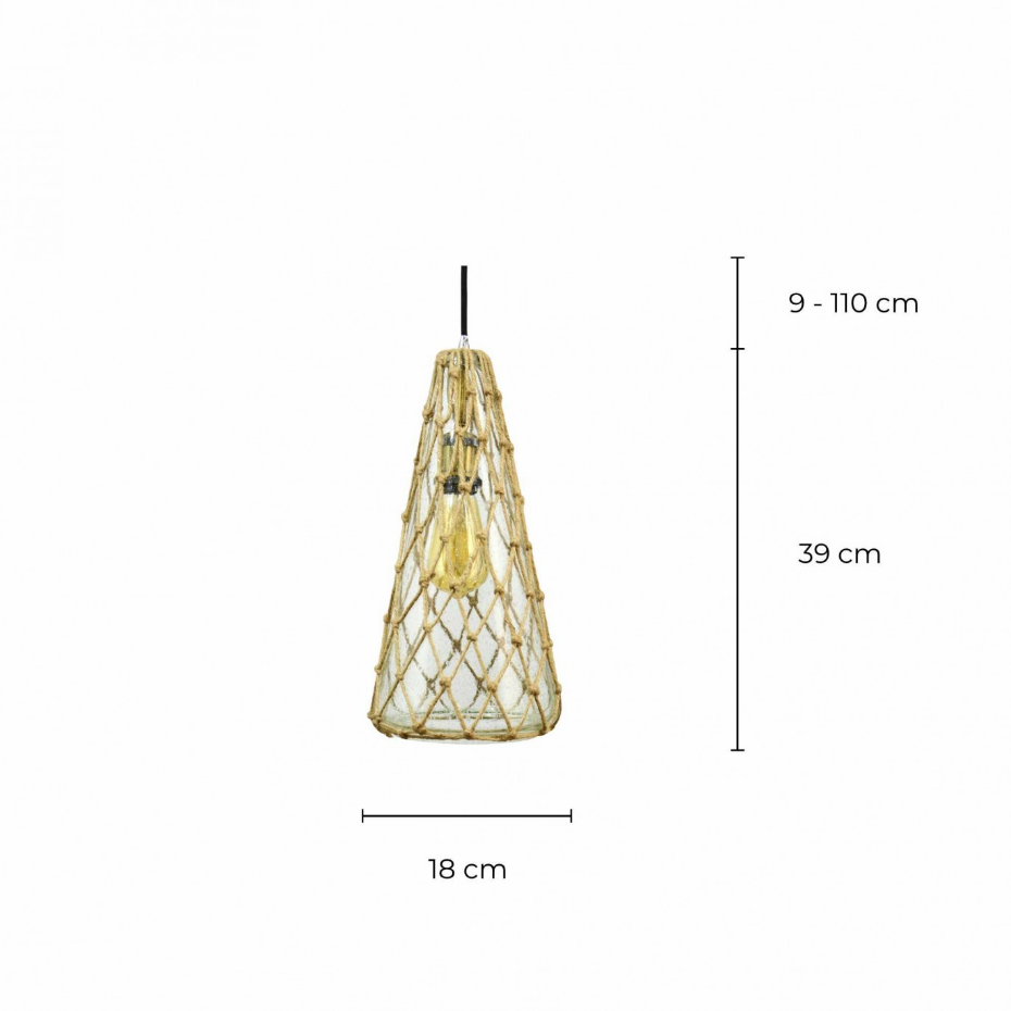 Suspension bord de mer en verre et corde naturelle, GUIREC