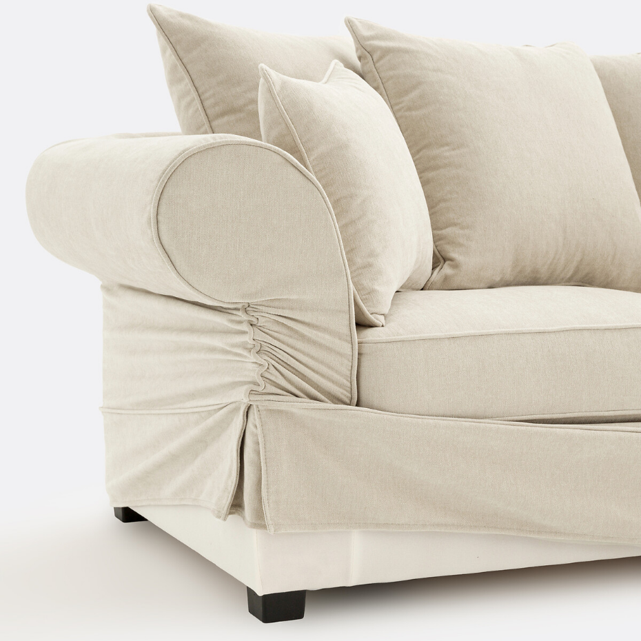 Canapé droit, convertible, 2 ou 3 places, en polyester chiné, ADELIA