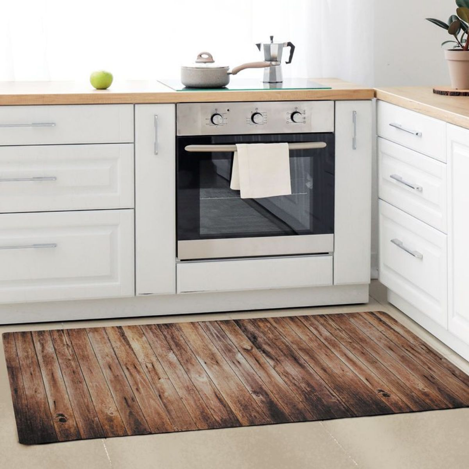 Tapis de cuisine imprimé bois  WOODY VINYLE - vinyle antidérapant