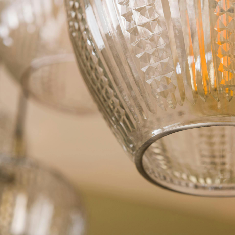 Suspension en verre travaillé 5 lampes NOVA