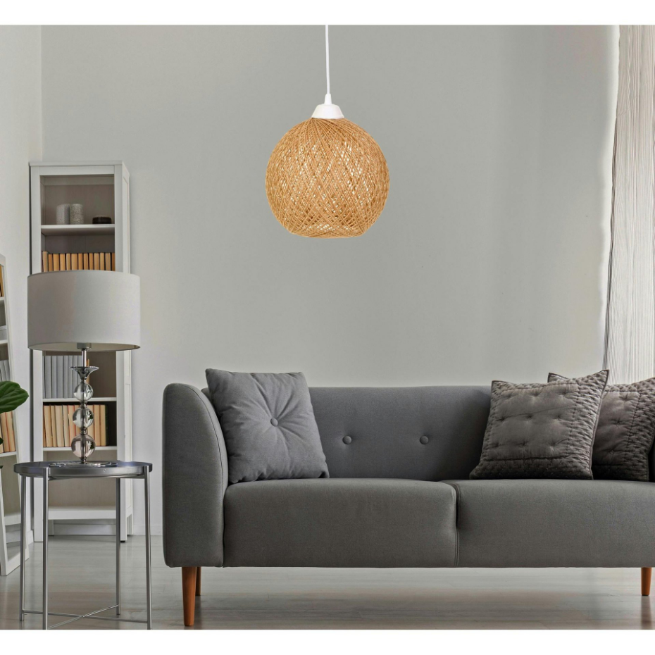 Suspension boule en jute - style bohème
