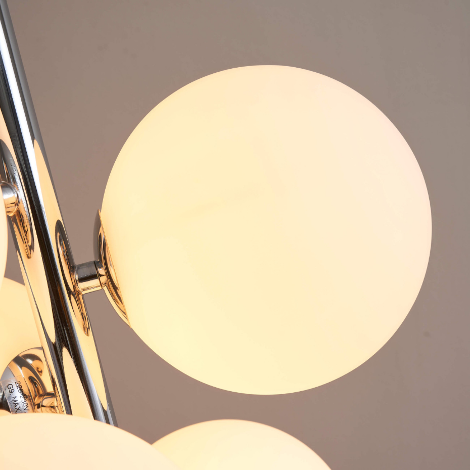 Lampadaire chromé à verres blancs - MELISSA