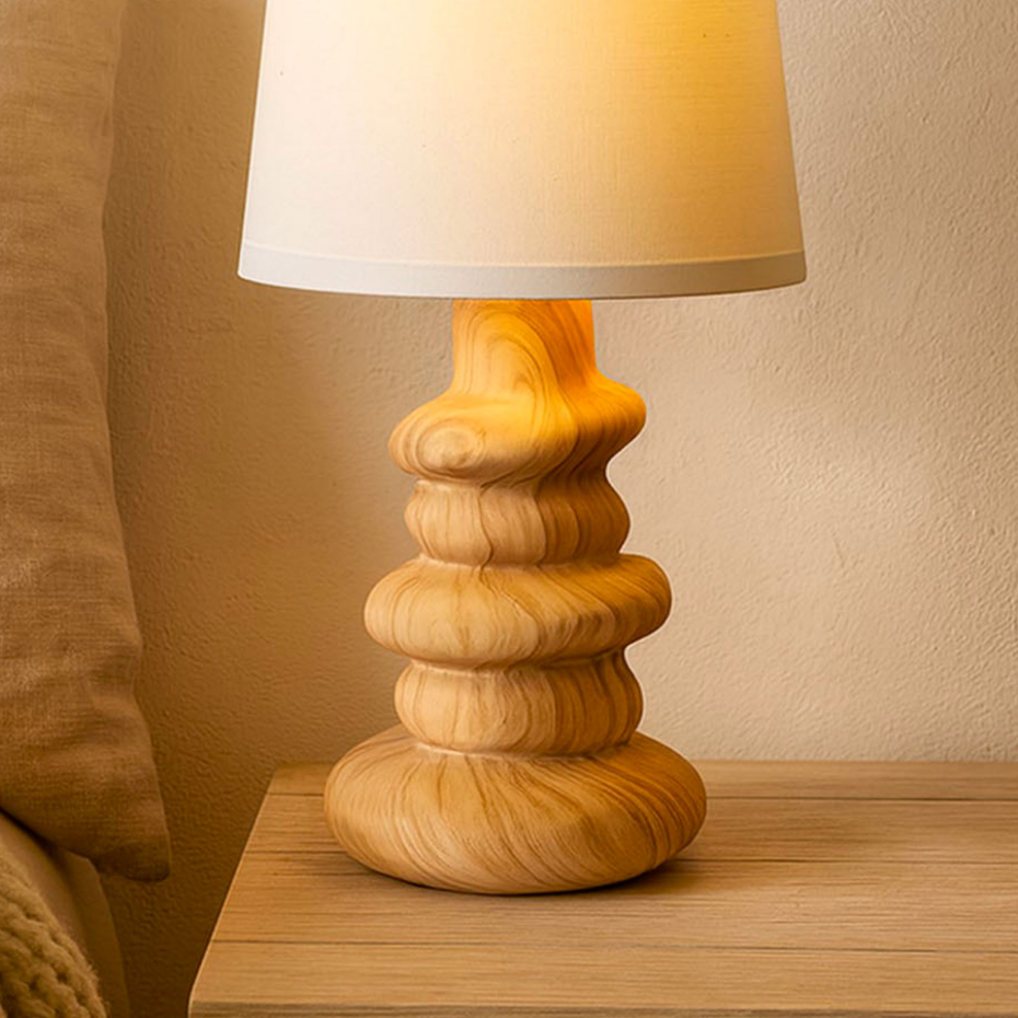 Lampe à poser en céramique effet bois 17.5x17.5x36.5cm