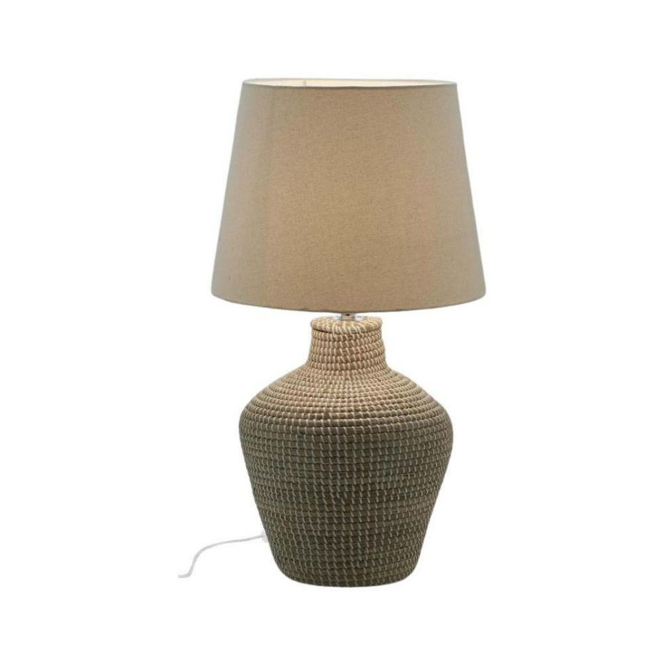 Lampe en jonc et coton Amphore