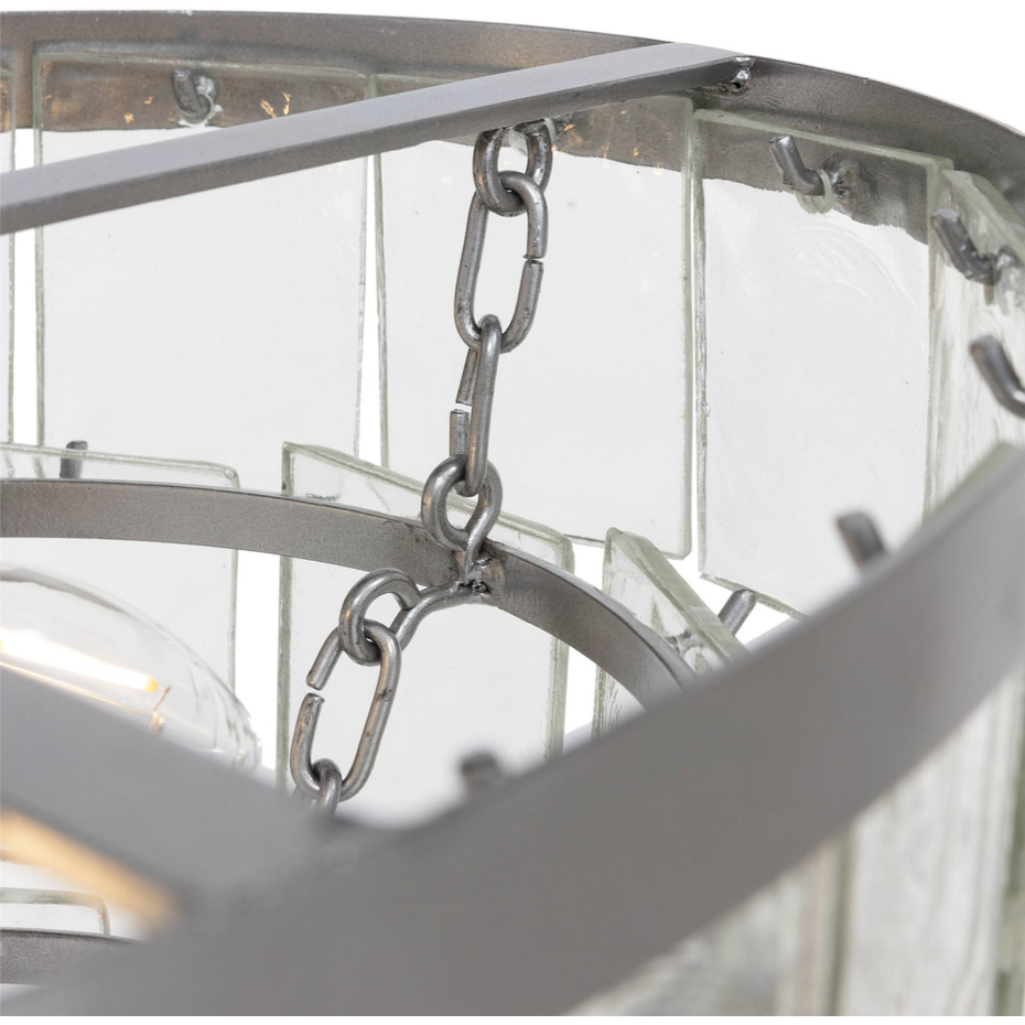 Suspension ronde en métal et verre fondu