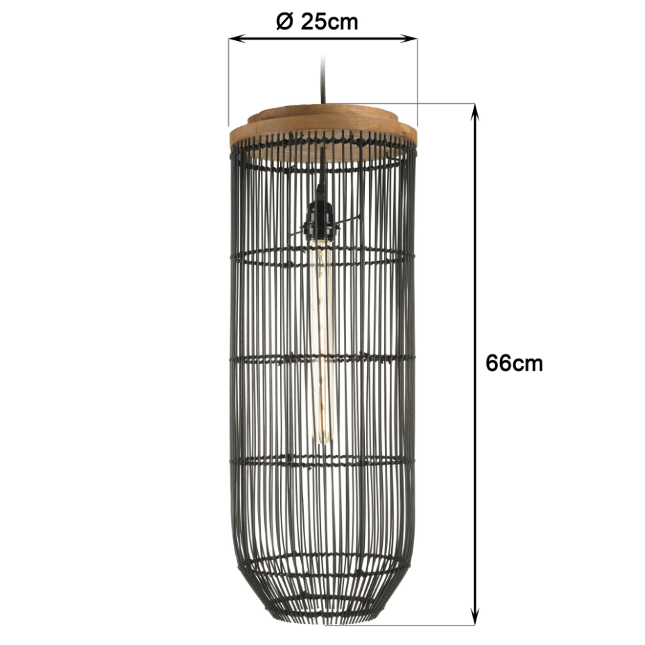 Suspension longue en rotin et teck FOLELLI