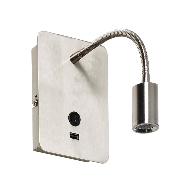 Applique Tête De Lit Flexible Focus Avec Port Usb Chrome