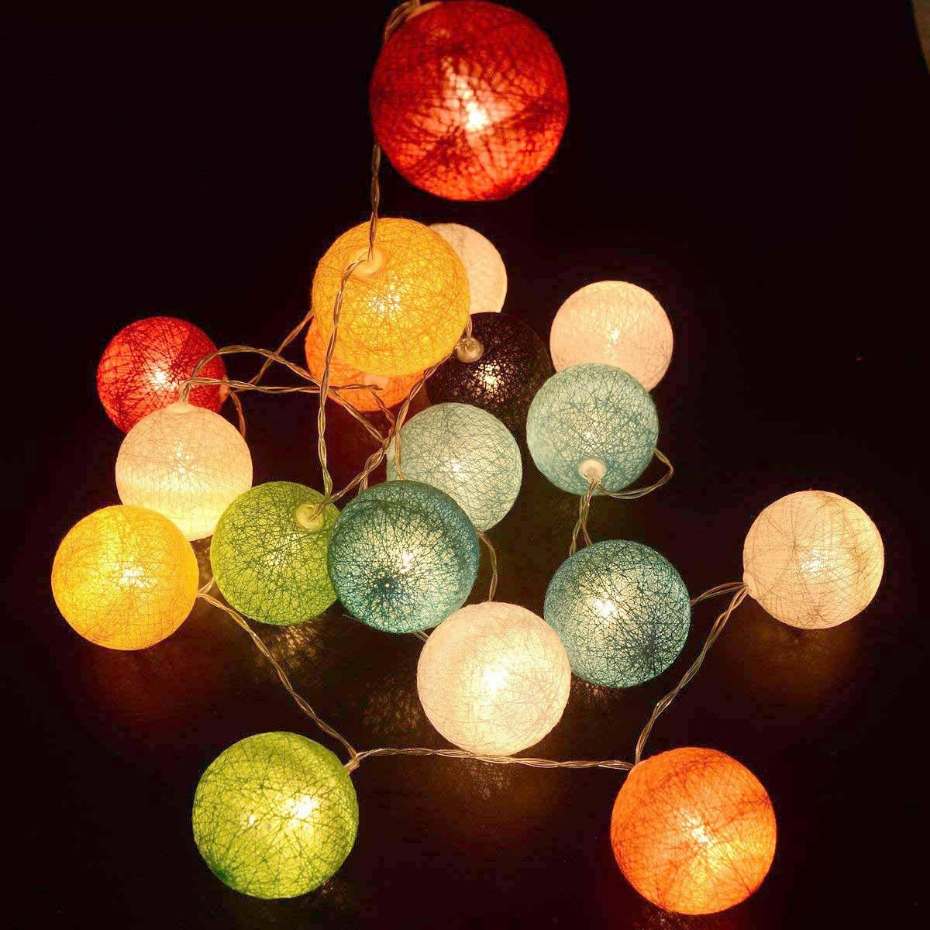 Guirlande solaire MIMY COLORS 10 boules coton 3.8M